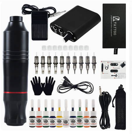 Complete Portable Motor Tattoo Pen Kit – All-in-One Set for Beginners