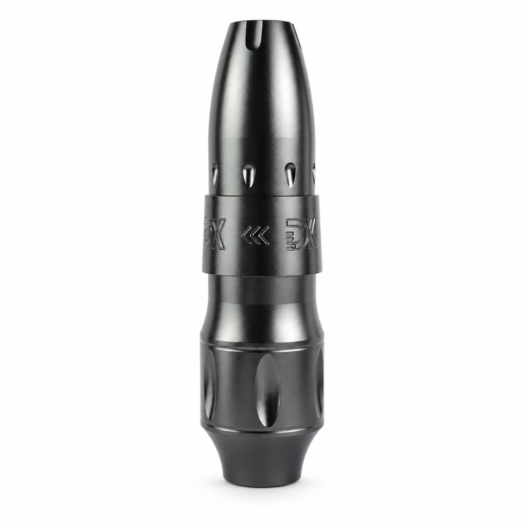 Gray aluminum alloy tattoo pen on a white background