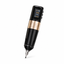 Black and gold wireless rotary tattoo pen with display on a white background