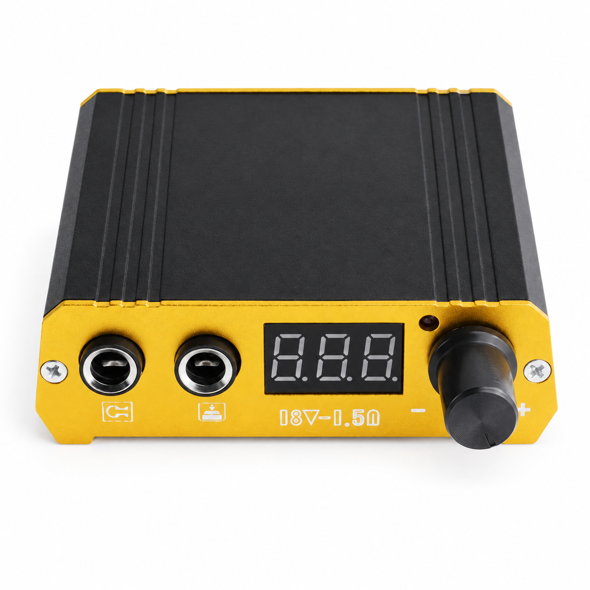Black and gold adjustable digital tattoo power supply on a white background Main image