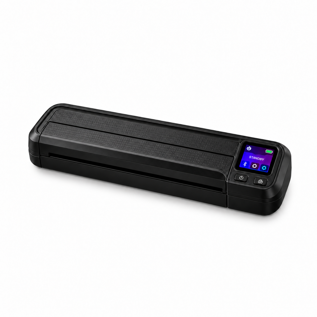 Black Bluetooth tattoo stencil printer on a white background