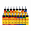 Color tattoo ink bottles arranged on a white background