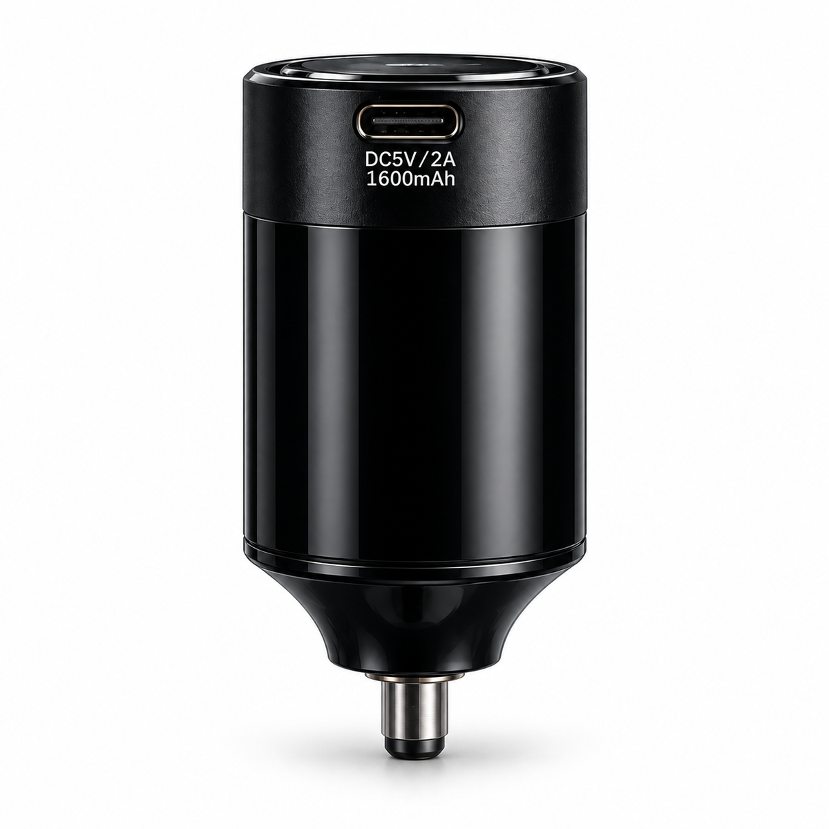 Black DC wireless tattoo power supply on a white background Main image