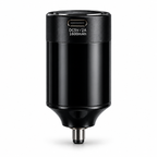 Black DC wireless tattoo power supply on a white background