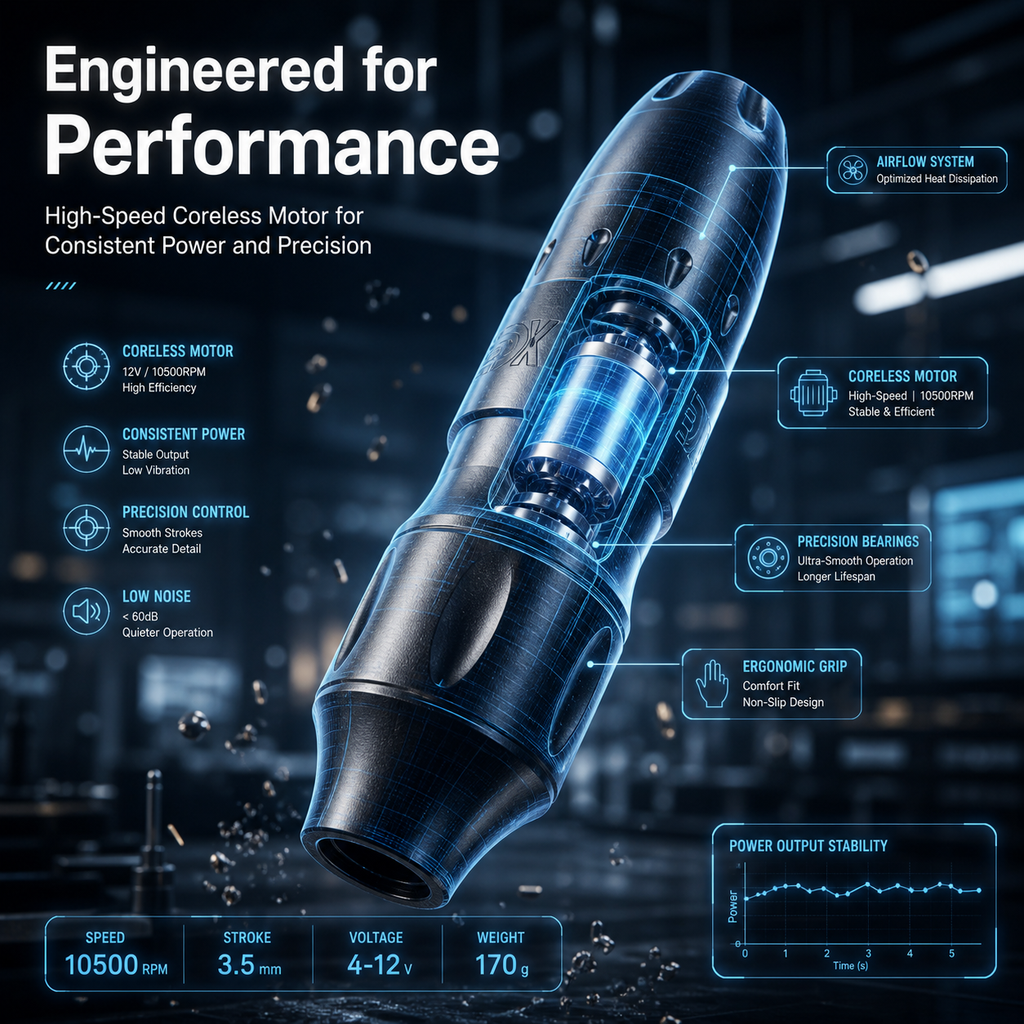 Aluminum Alloy Tattoo Pen – High-Performance Motor Tattoo Machine – Specialized Device for Tattooing and Permanent Makeup