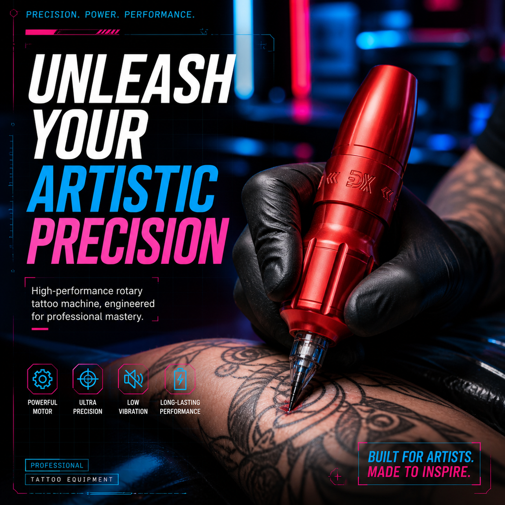 All-in-one pen-style tattoo machine; portable direct-drive tattoo machine; professional equipment for tattoo artists.