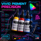 Colored Tattoo Ink – 30ml 3-Bottle Set (Yellow, Red, Blue Primary Colors) – Professional Tattoo Ink
