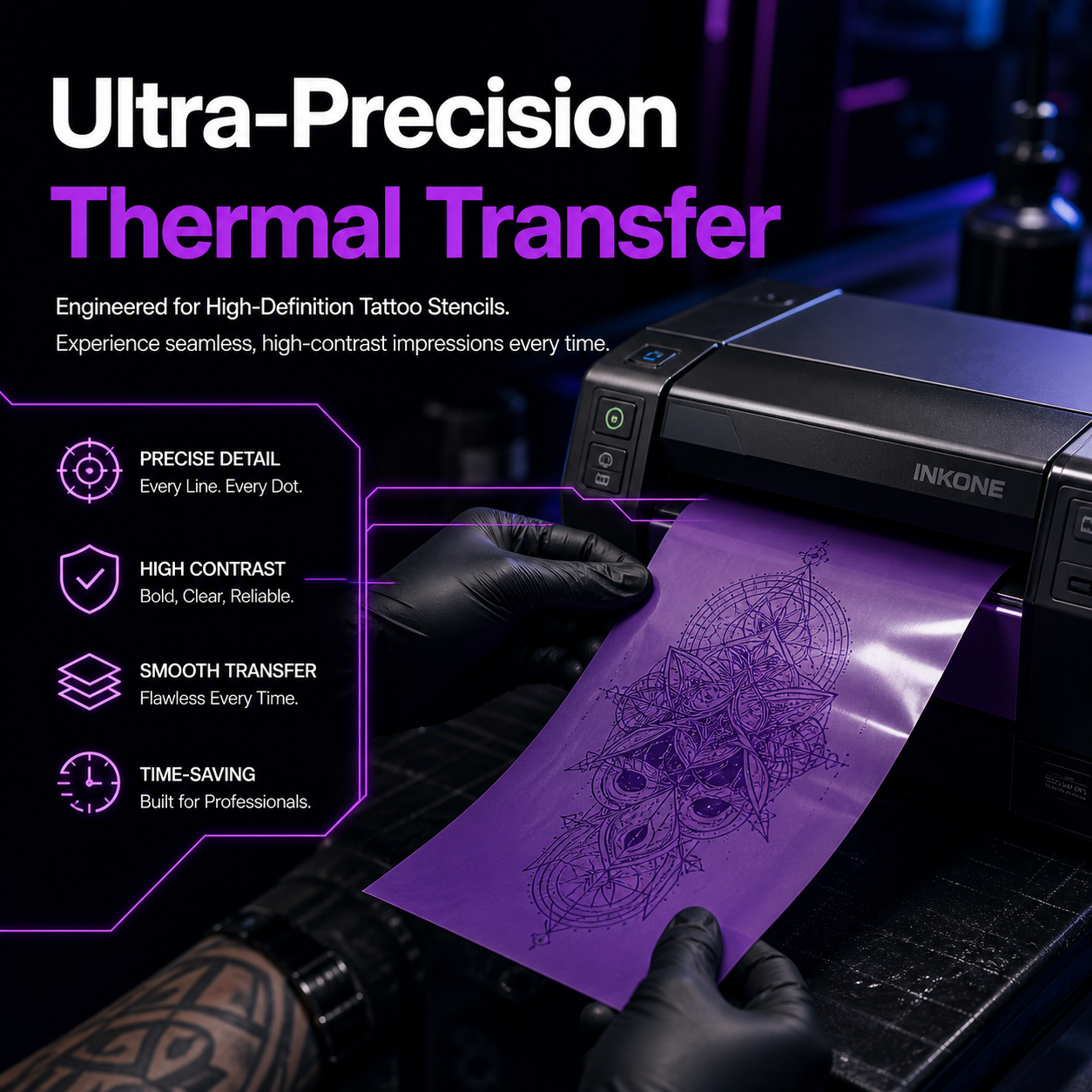 Purple Thermal Tattoo Transfer Paper – Carbonless Stencil Paper for Thermal Tattoo Machines