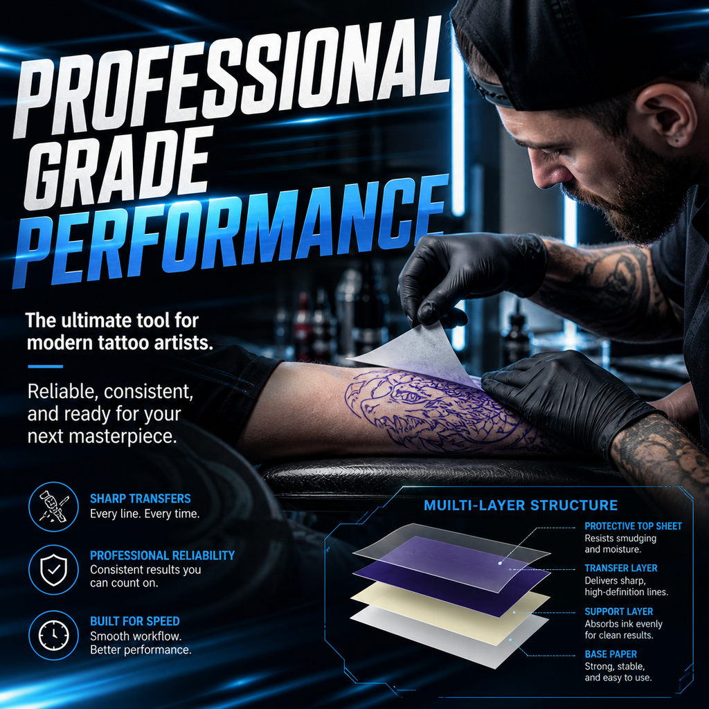 Purple Thermal Tattoo Transfer Paper – Carbonless Stencil Paper for Thermal Tattoo Machines