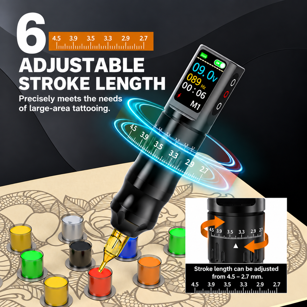 Wireless Tattoo Pen with Large Digital Display