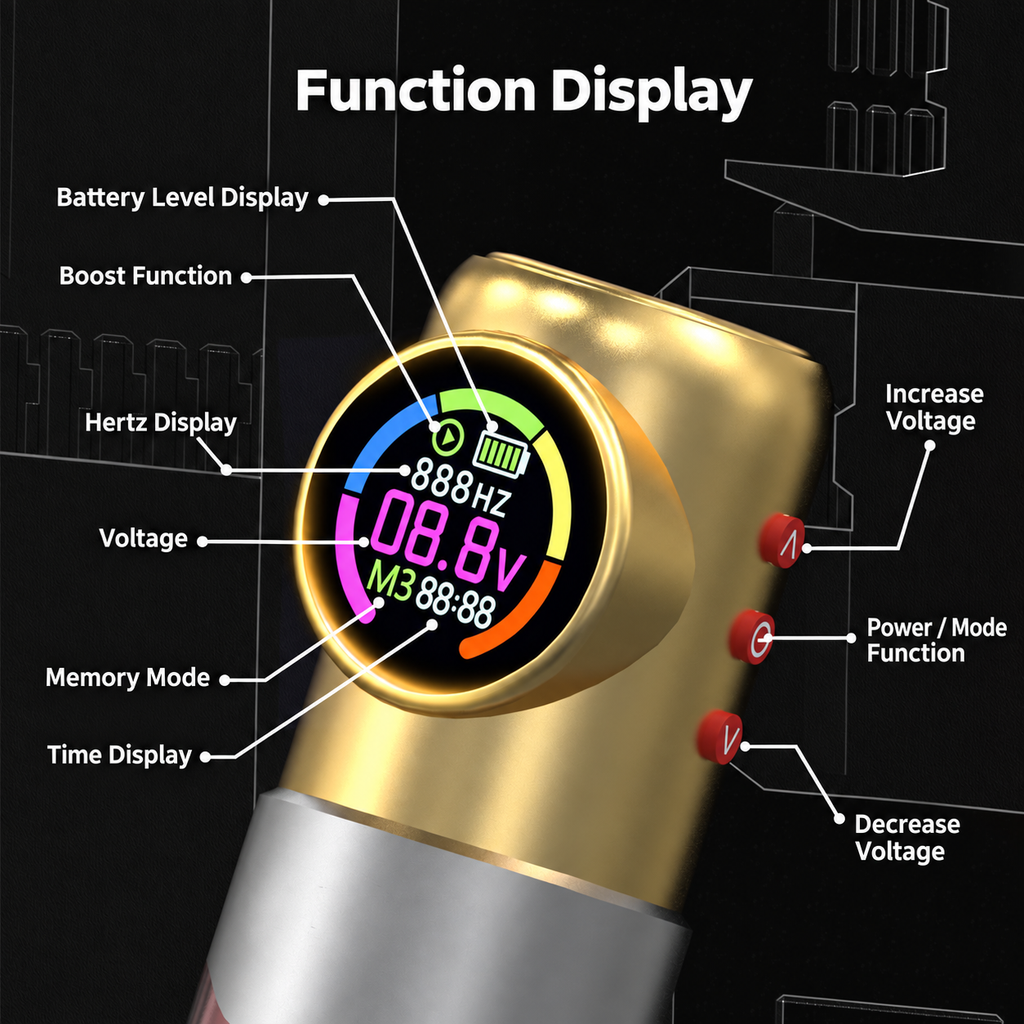 Tattoo Pen with Round Digital Display