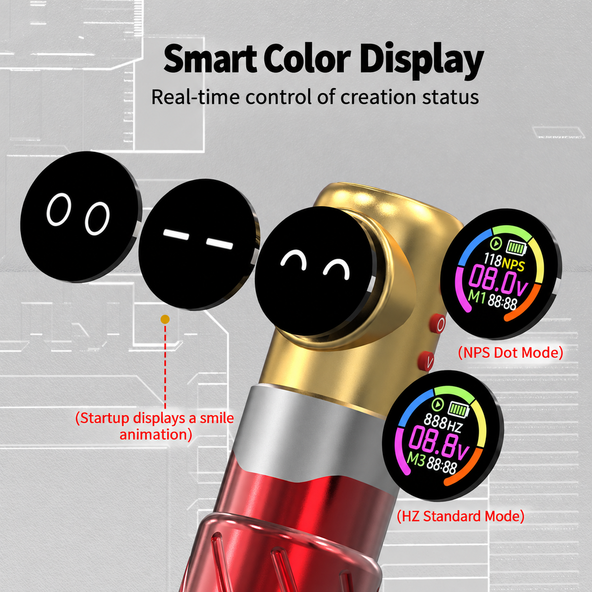 Tattoo Pen with Round Digital Display