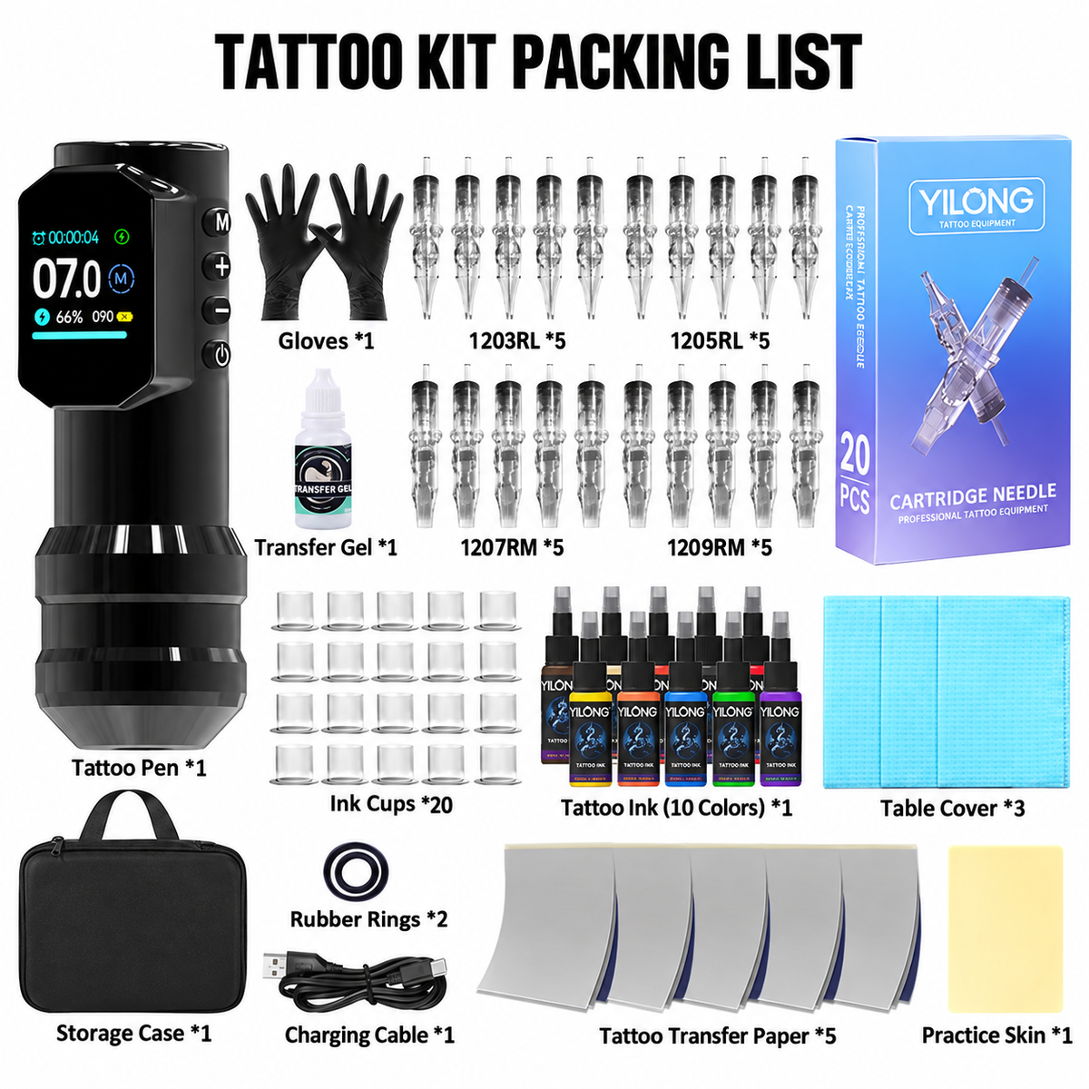 Black Tattoo Pen Kit with Digital Display