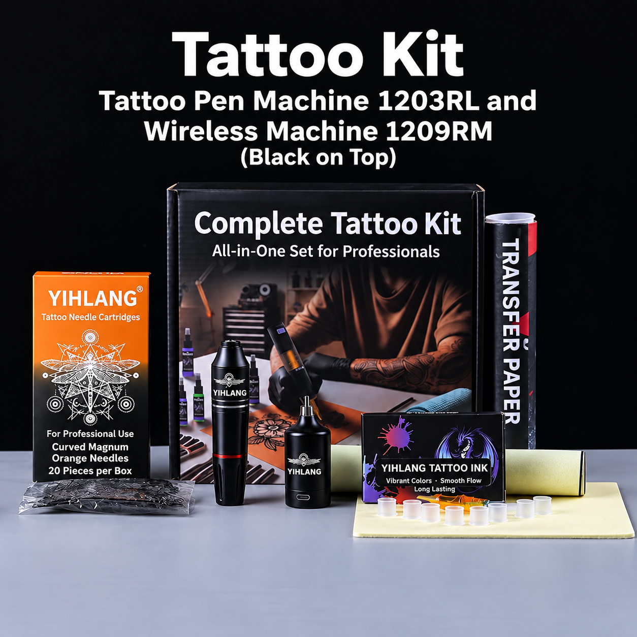 Black Tattoo Pen Kit with Red Accent Secondary image
